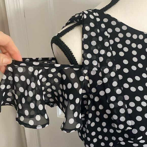 Neiman Marcus asymmetrical polka dot dress size 6 - Picture 9 of 12